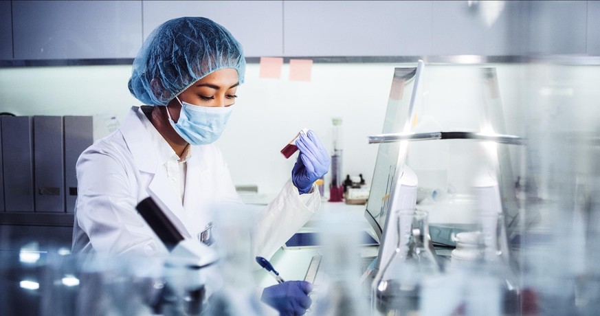 Young woman during virus lab tests