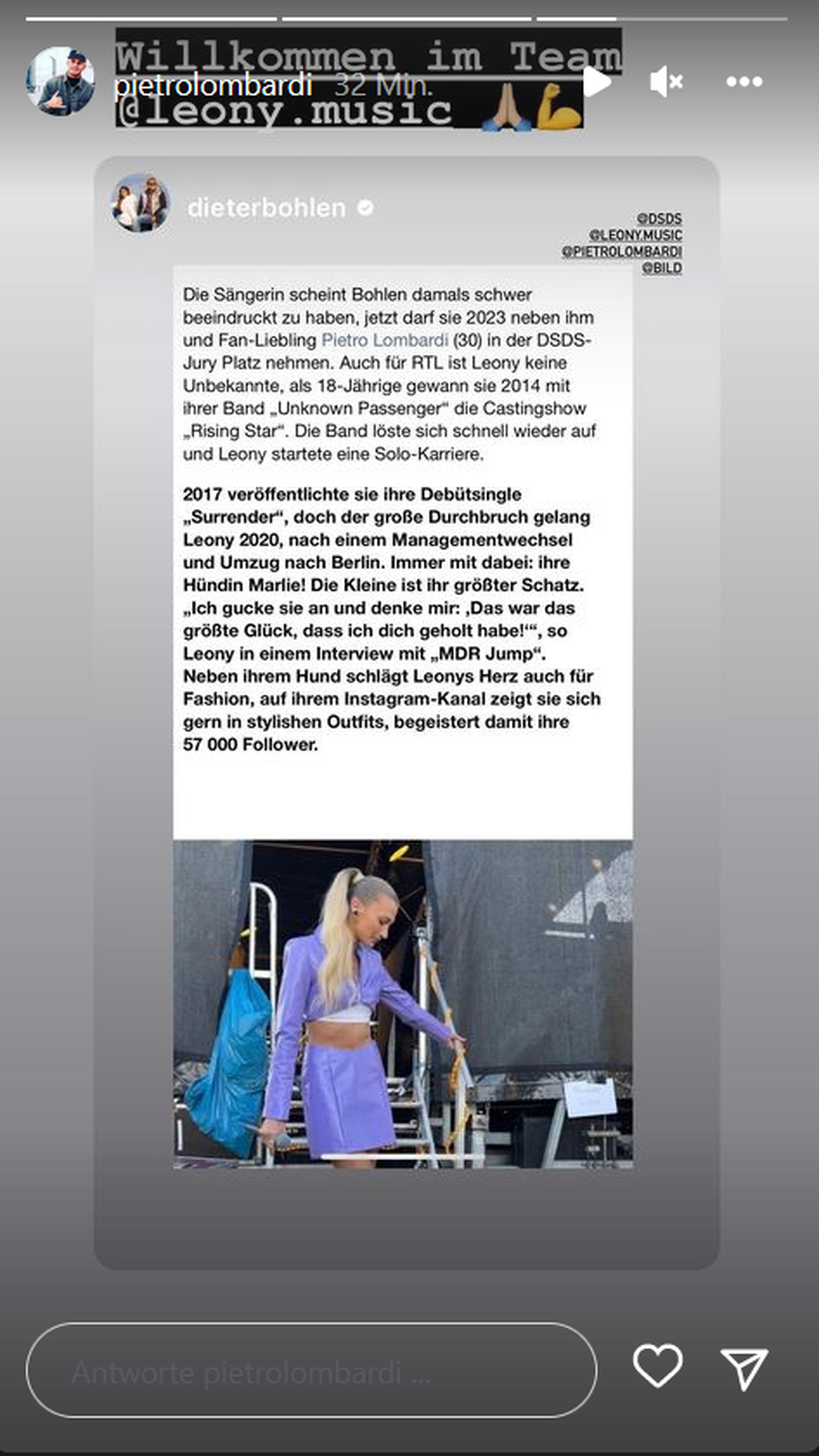Pietro Lombardi repostete einen Artikel der "Bild".