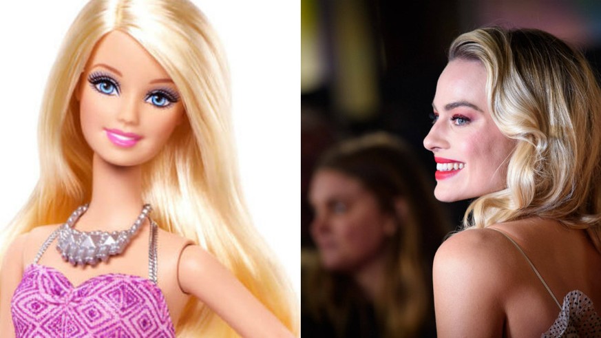 Ähnlichkeit ist vorhanden: Links Barbie, rechts Margot Robbie.