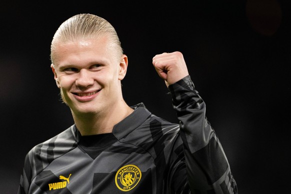 221011 Erling Braut Haaland of Manchester City ahead of the UEFA Champions League football match between FC Copenhagen and Manchester City on October 11, 2022 in Köpenhamn. Photo: Petter Arvidson / BI ...