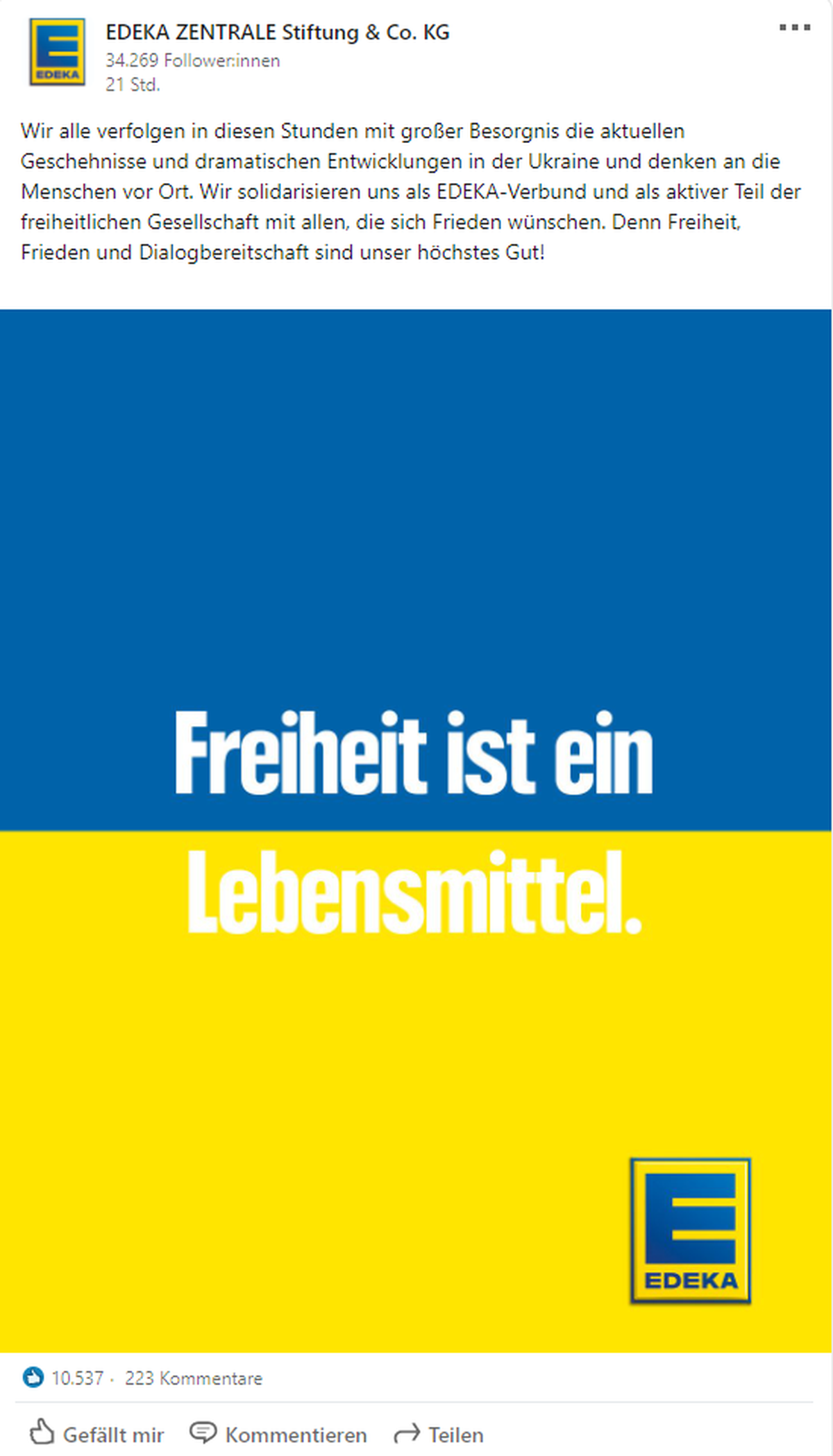 Das Statement von Edeka stieß auf Kritik.