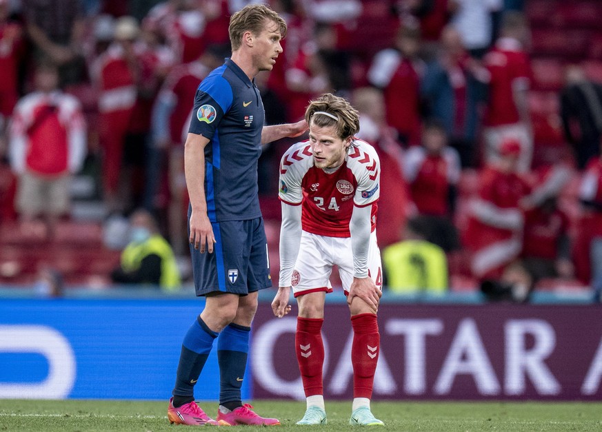 Mathias Jensen efter EM landskampen mellem Danmark-Finland i Parken, Koebenhavn loerdag den 12. juni 2021. , Copenhagen Denmark *** Mathias Jensen after the European Championship international match b ...