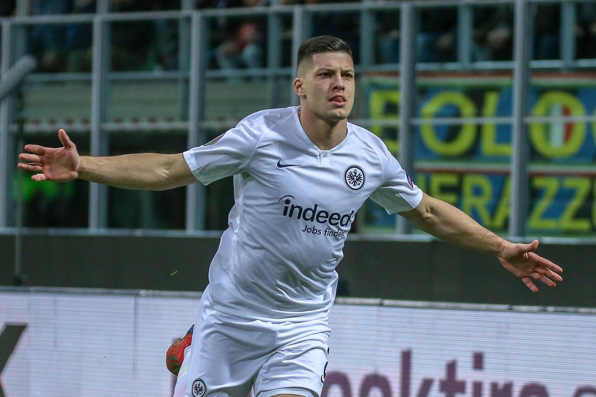 14.03.2019 Milan Fussball UEFA Europa League 1/8 Finale, FC Internazionale Milan -Eintracht Frankfurt emspor, v.l Luka Jovic (Eintracht Frankfurt),Torjubel, Goal celebration, celebrate the goal (DFL/D ...