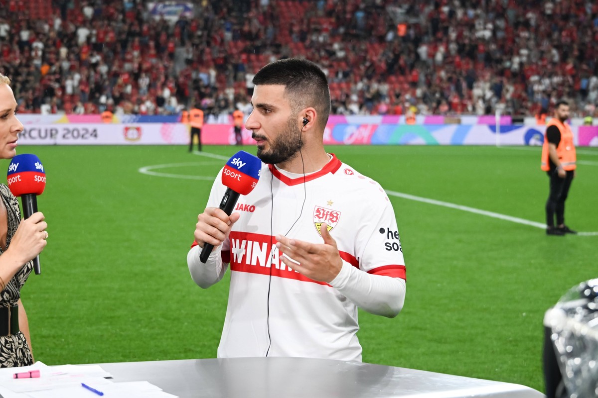 17.08.2024, xsltx, Fussball Supercup 2024, Bayer 04 Leverkusen - VfB Stuttgart emspor, v.l. Deniz Undav VfB Stuttgart DFL/DFB REGULATIONS PROHIBIT ANY USE OF PHOTOGRAPHS as IMAGE SEQUENCES and/or QUAS ...