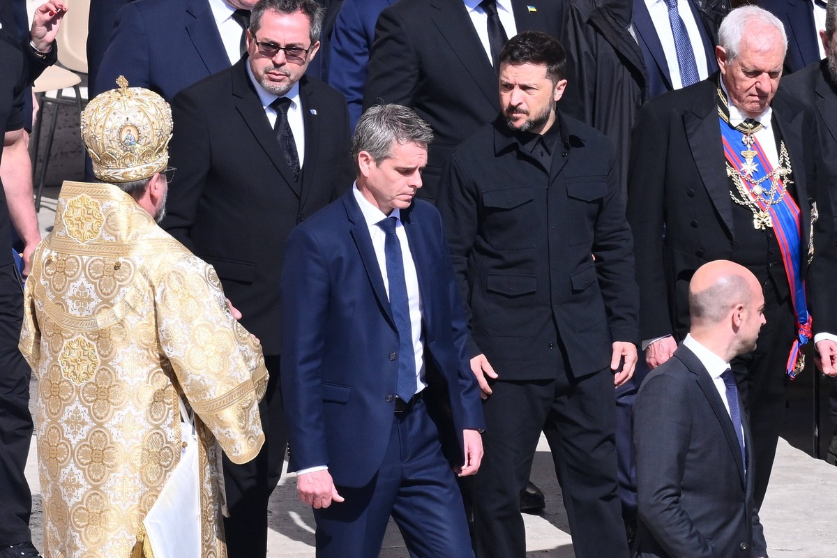 Funeral Takes Place For Pope Francis Volodymyr Zelensky attends the Funeral Mass of the Holy Father Pope Francis in Vatican City, State of Vatican, on April 26, 2025. Rome Italy PUBLICATIONxNOTxINxFRA ...