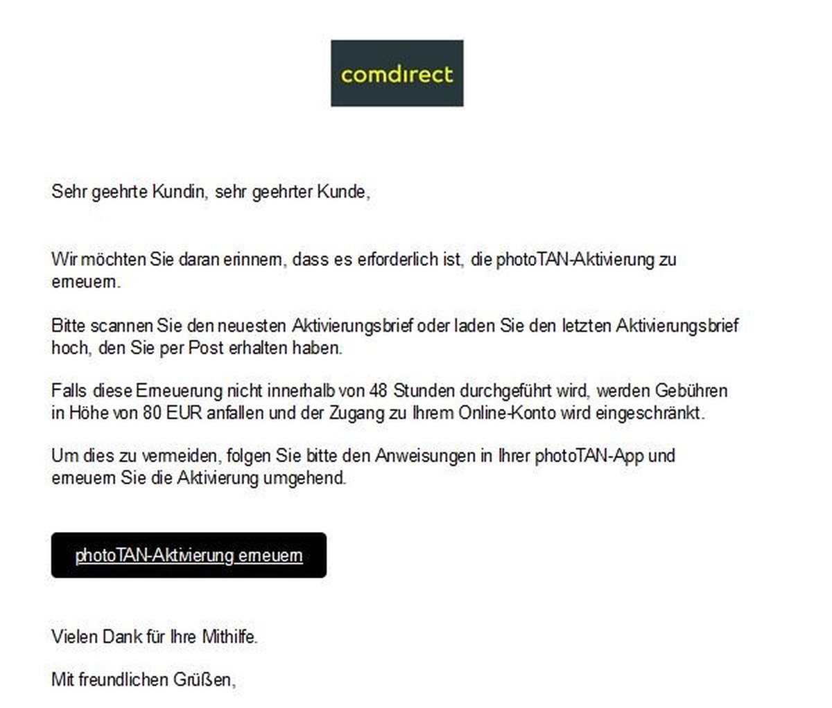 Die betrügerischen E-Mails wirken zunächst authentisch.