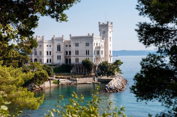 Miramare castle with vegetation frame