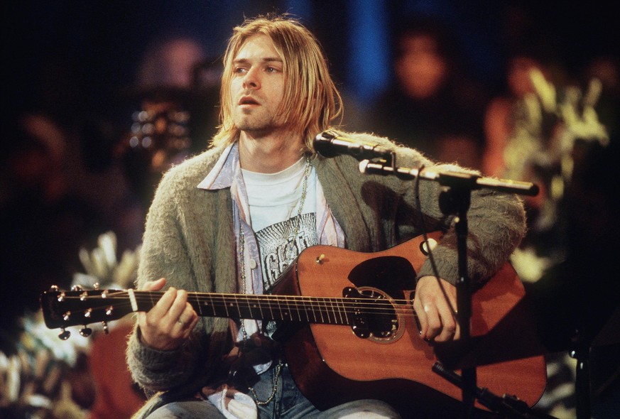 Kurt Cobain of Nirvana during the taping of MTV Unplugged at Sony Studios in New York City, 11/18/93. Photo by Frank Micelotta. *** Special Rates Apply *** Call for Rates ***