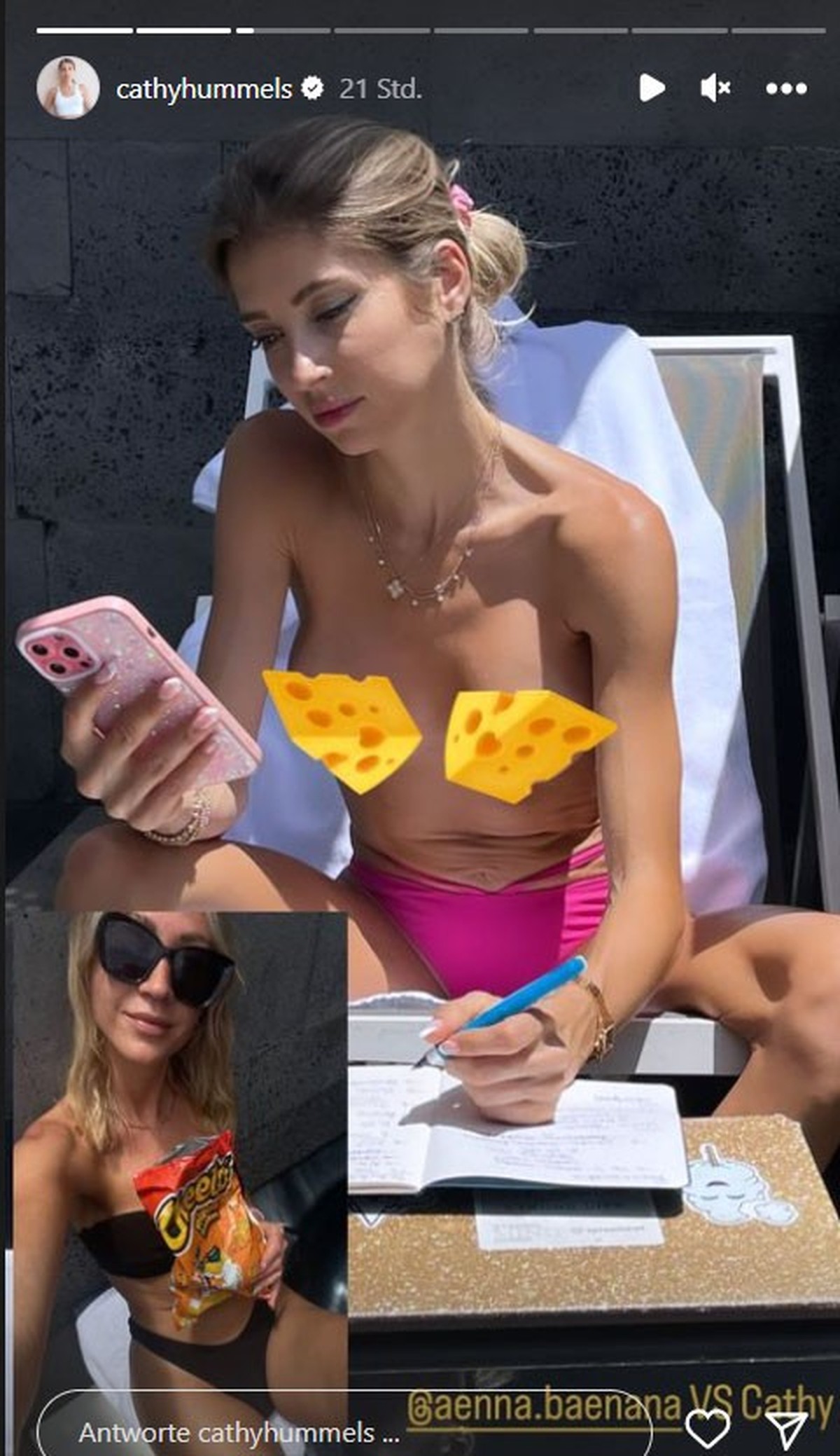 Cathy Hummels zeigt sich bei der Arbeit – leicht bekleidet.