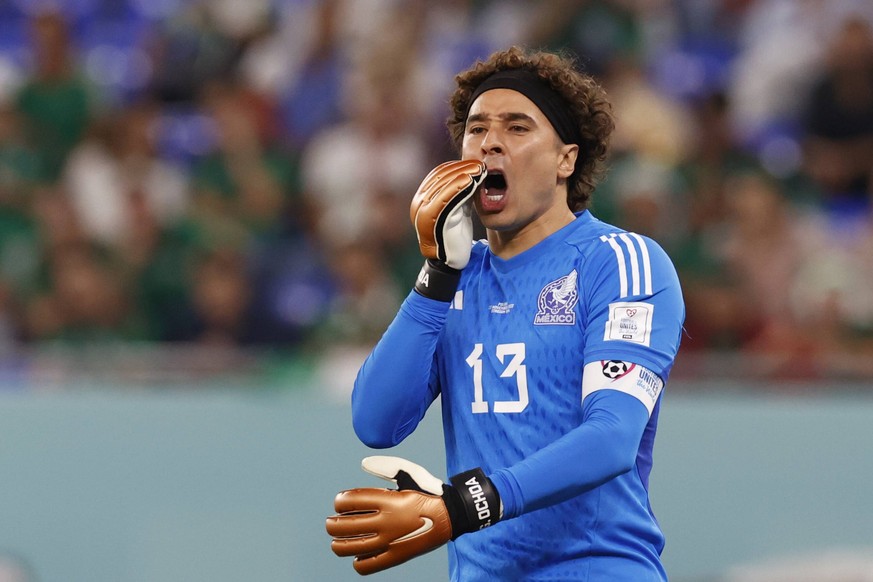 Guillermo Ochoa of Mexico reacts during a FIFA World Cup, WM, Weltmeisterschaft, Fussball soccer match of the group phase between Mexico and Poland at 974 stadium in Doha, Qatar, 22 November 2022. QAT ...