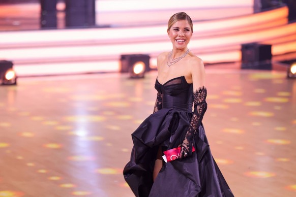 COLOGNE, GERMANY - MAY 19: Host Victoria Swarovski is seen on stage during the finals of the 16th season of the television competition show &quot;Let&#039;s Dance&quot; at MMC Studios on May 19, 2023  ...