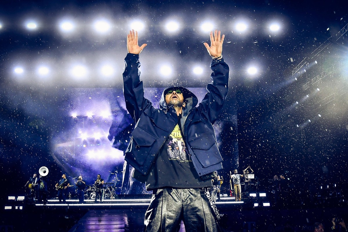 Entertainment Musik, Lollapalooza Berlin 2025 12.07.2025, xdanx, Entertainment Musik, Lollapalooza Berlin 2025 v.l. Der Saenger Justin Timberlake stehen beim Lollapalooza Festival im Berliner Olympias ...