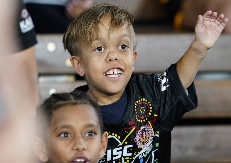 NRL INDIGENOUS MAORI ALL STARS, Quaden Bayles, 9, poses for a photograph during the NRL Indigenous All-Stars vs Maori Kiwis match at CBus Super Stadium on the Gold Coast, Saturday, February 22, 2020.  ...