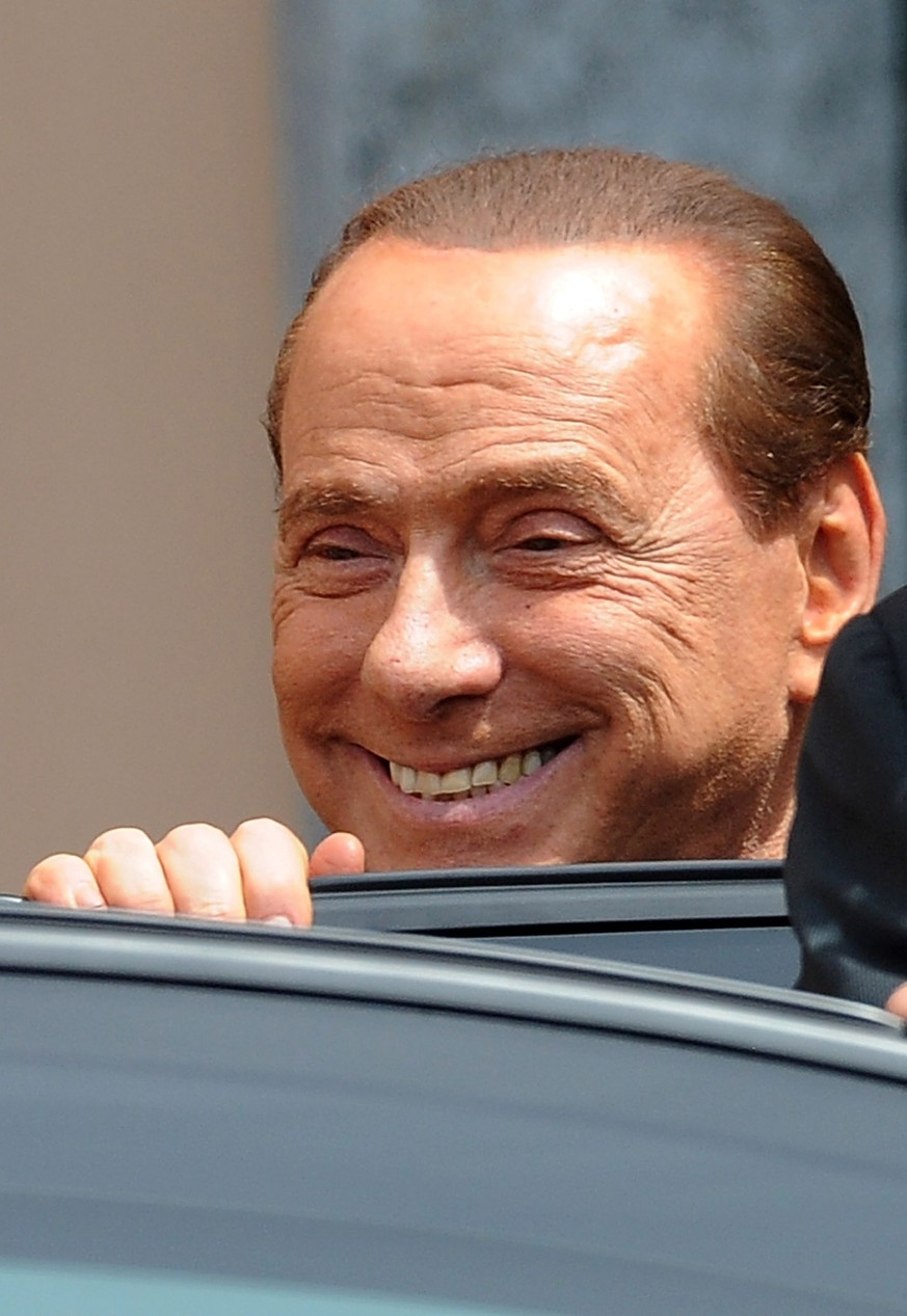 MILAN, ITALY - MAY 09: Silvio Berlusconi leaves the Fondazione Sacra Famiglia on May 9, 2014 in Milan, Italy. Today Silvio Berlusconi starts his community service for tax fraud at Fondazione Sacra Fam ...
