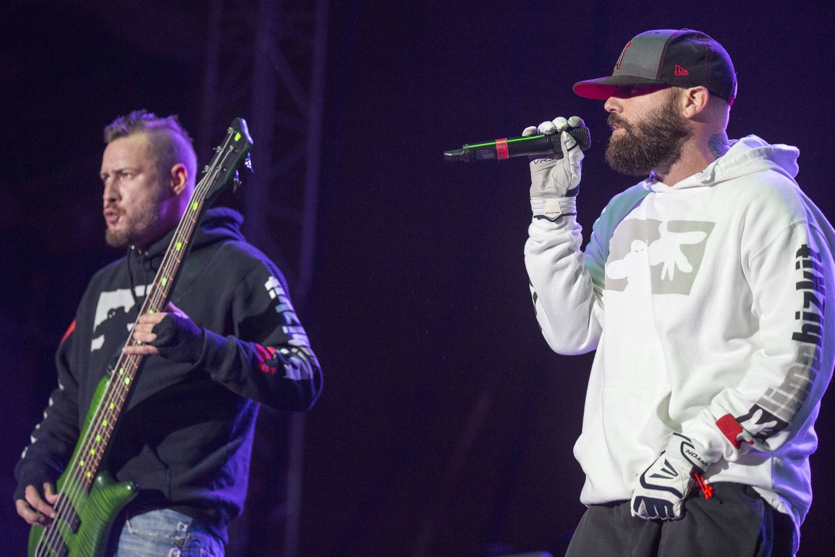May 04, 2013 - Charlotte, North Carolina, U.S. - Bassist SAM RIVERS and vocalist FRED DURST of Limp Bizkit performs at Carolina Rebellion music festival. - ZUMAs13