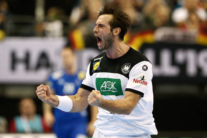 Uwe Gensheimer / Freude / Emotion / jubelnd / Jubel nach Tor / / Handball / Weltmeisterschaft WM Herren / Saison 2018/2019 / 15.01.2019 / Deutschland GER DHB vs.Frankreich FRA / *** Uwe Gensheimer joy ...