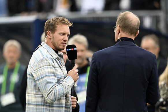 14.10.2023, Fussball Nationalteams Freundschaftsspiele 2023, L�nderspiel, USA - Deutschland, im Pratt &amp; Whitney Stadium at Rentschler Field Hartford, Conneticut, USA, li: Bundestrainer Julian Nage ...