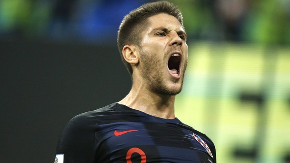 Futbol, Rusia vs Croacia Copa Mundial de Rusia 2018 El jugador de Croacia Andrej Kramaric, celebra su gol contra Rusia durante el partido de eliminacion directa de los cuartos de final del mundial de  ...