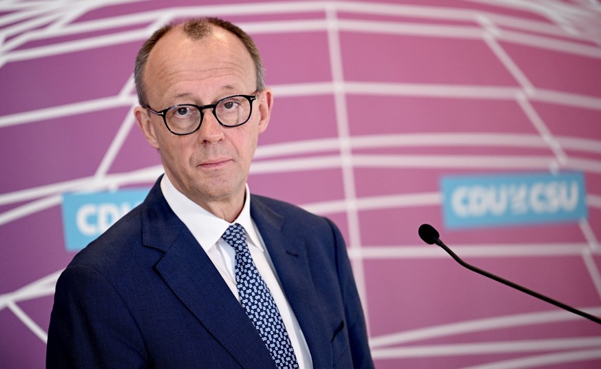 22.03.2024, Berlin: Friedrich Merz (CDU), Vorsitzender der CDU/CSU-Bundestagsfraktion, gibt ein Statement zum Wachstumschancengesetz und zu weiteren aktuellen Themen ab. Foto: Britta Pedersen/dpa +++  ...