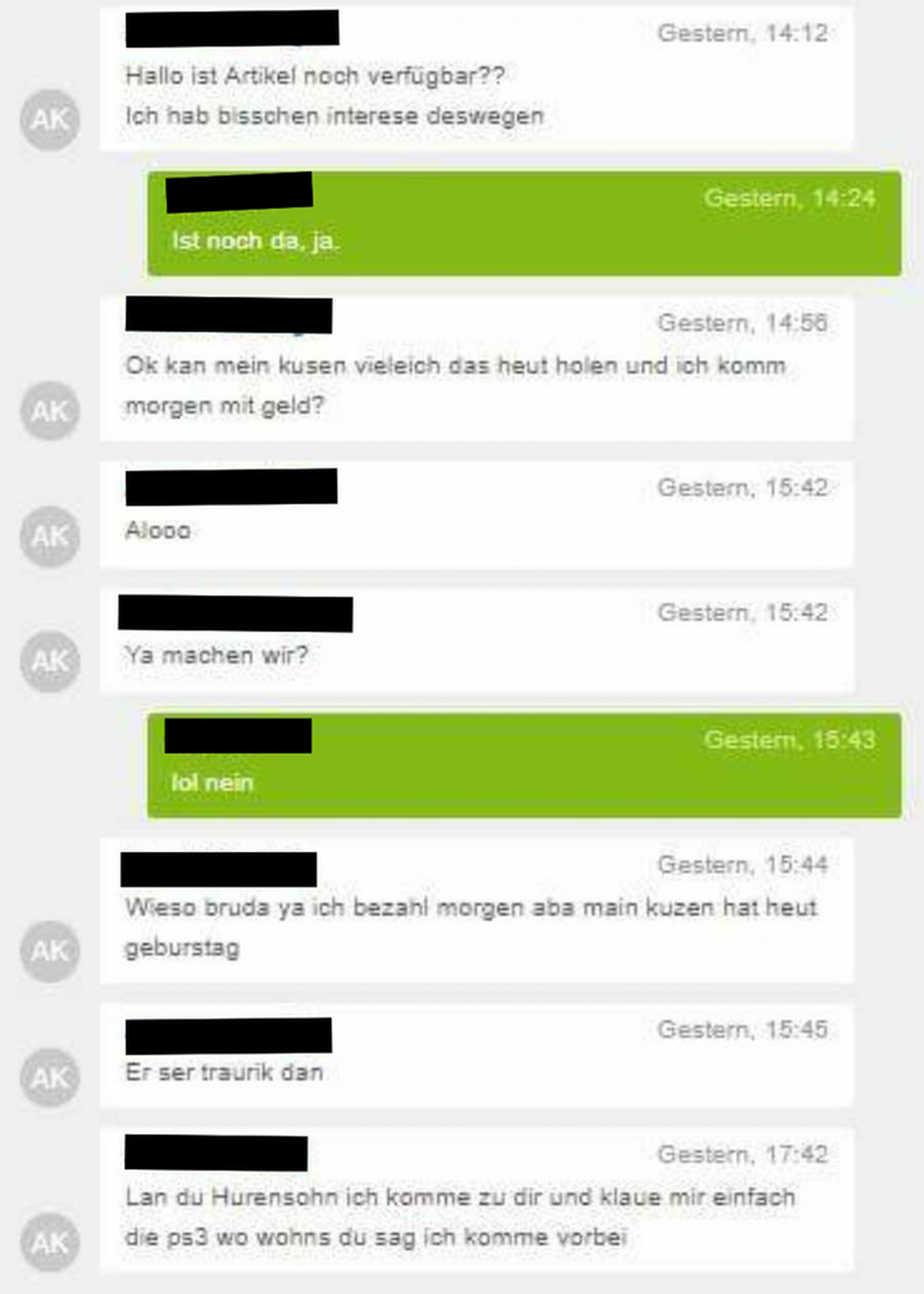 Informationen: Anstößige Mail mit Beleidigungen (viele Schreibfehler)