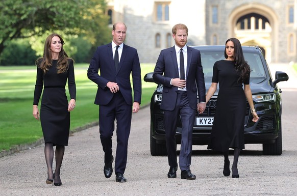 . 10/09/2022. Windsor, United Kingdom. William , Prince of Wales and Catherine, Princess of Wales , William and Kate Middleton together with Prince Harry and Meghan Markle , the Duke and Duchess of Su ...