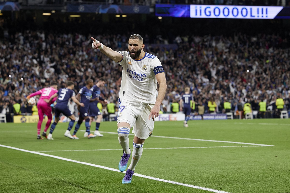 ESP: Real Madrid - Manchester City. UEFA Champions League. Semifinals. Karim Benzema of Real Madrid during the UEFA Champions League match between Real Madrid and Mancheaster City played at Santiago B ...
