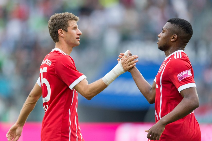 Moechengladbach, Germany 15.07.2017, Telekom Cup, Finale, SV Werder Bremen - FC Bayern Muenchen, Thomas Mueller (FCB) und Franck Evina (FCB) ( DeFodi001

Monchengladbach Germany 15 07 2017 Telekom Cup ...