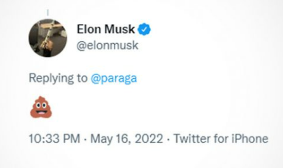 Ein Screenshot vom inzwischen gelöschten Tweet Elon Musks an Twitter-Chef Parag Agrawal.