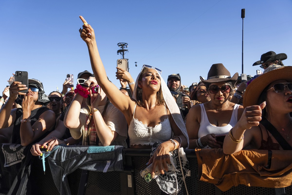 Festivalgoers attend the second weekend of the Coachella Valley Music and Arts Festival on Sunday, April 21, 2024, at the Empire Polo Club in Indio, Calif. (Photo by Amy Harris/Invision/AP)