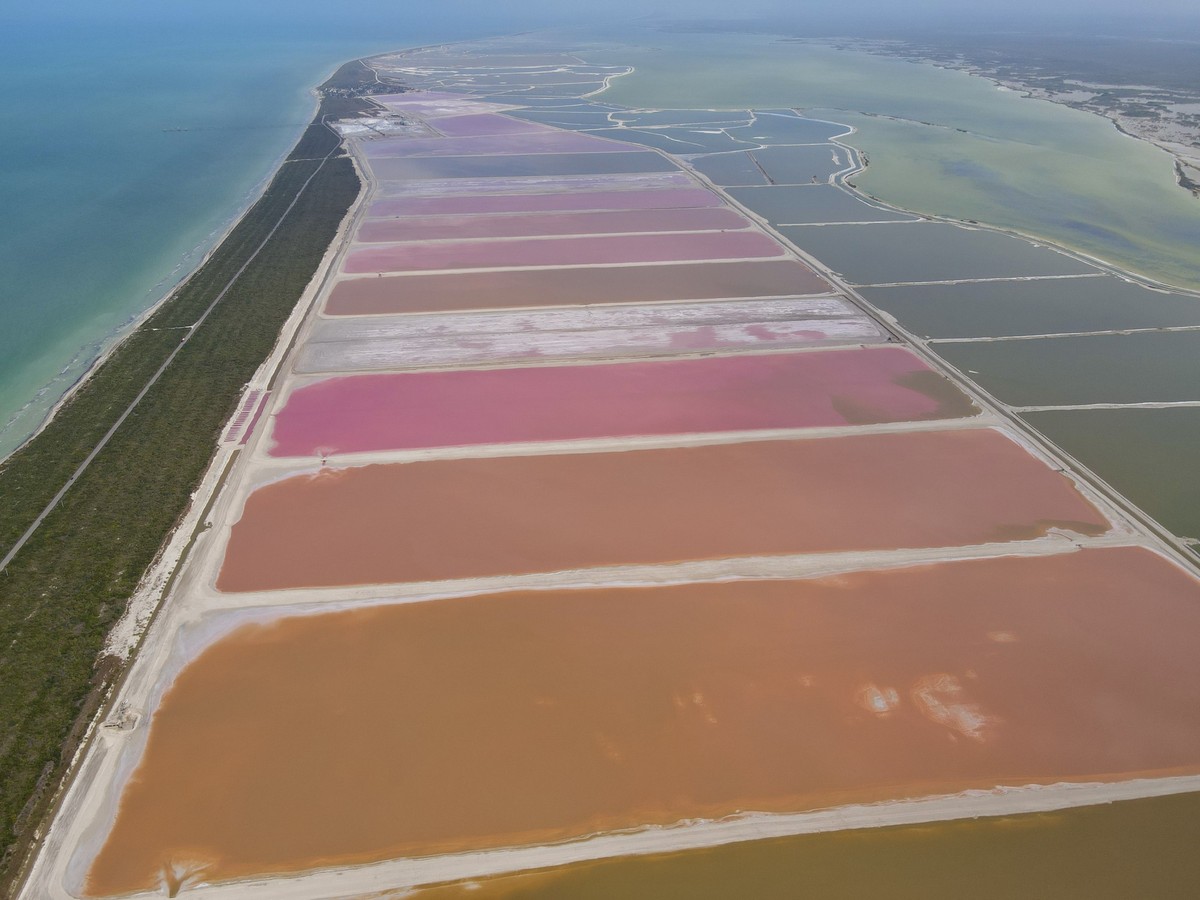Salt salines in Las Coloradas, Mexico