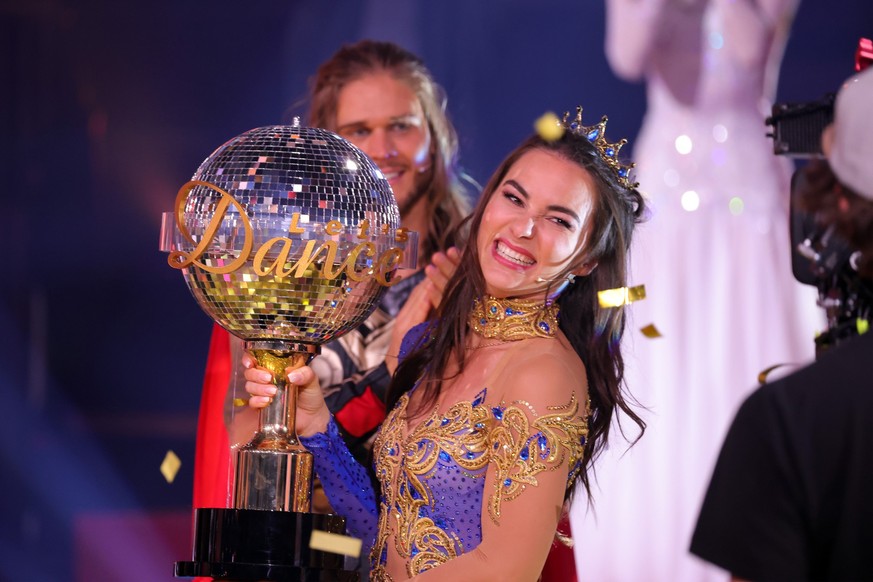 COLOGNE, GERMANY - MAY 28: Renata Lusin poses with the trophy during the final show of the 14th season of the television competition &quot;Let&#039;s Dance&quot; on May 28, 2021 in Cologne, Germany. ( ...