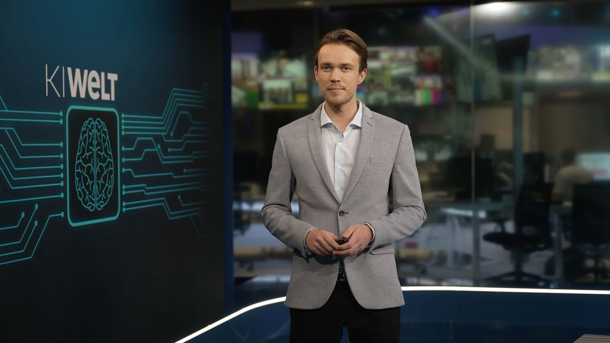 HANDOUT - 28.07.2025, Berlin: Das Bild zeigt den (namenlosen) KI-generierten Moderator der neuen Sendung &quot;KI-Welt&quot;. Einmal in der Woche wird beim Nachrichtensender Welt TV künftig ein Avatar ...