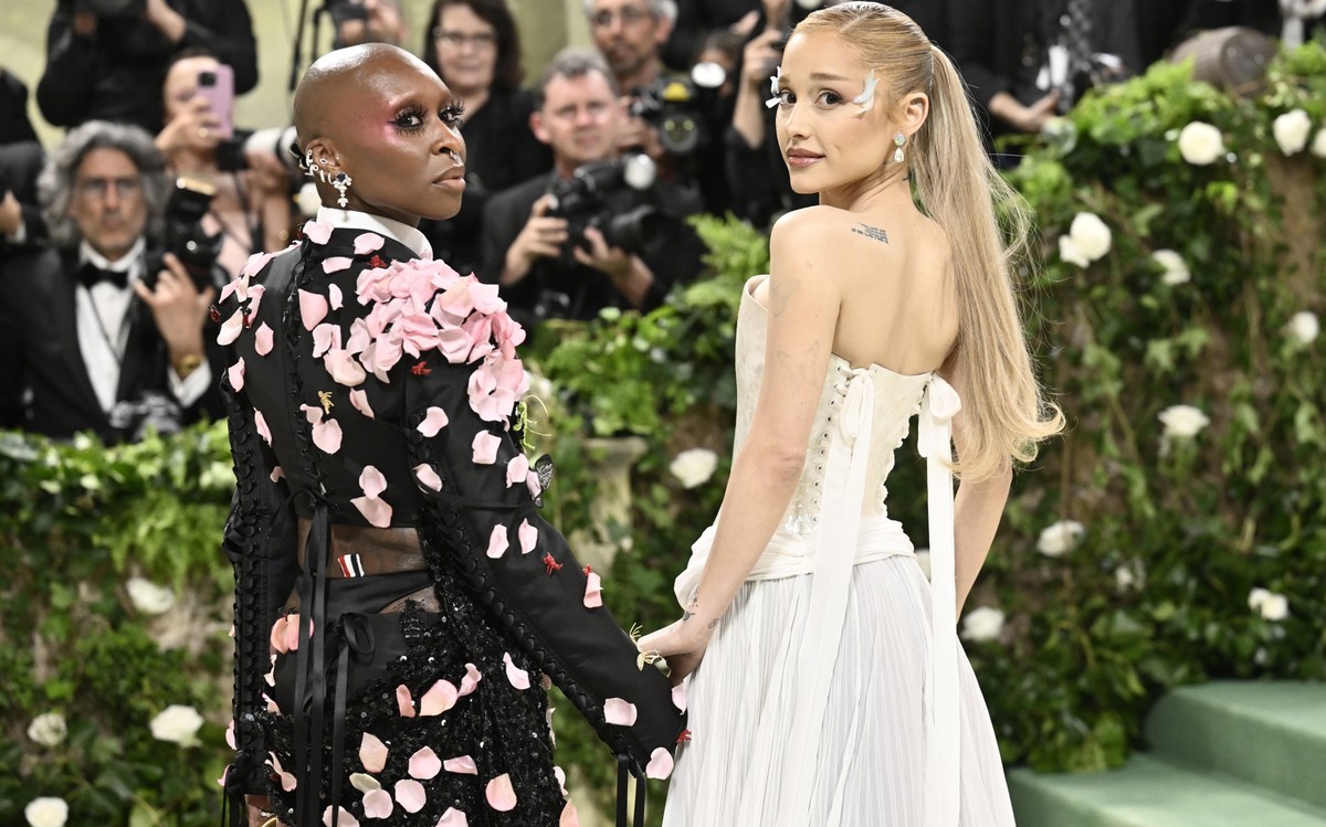 FILE - Cynthia Erivo, left, and Ariana Grande attend The Metropolitan Museum of Art&#039;s Costume Institute benefit gala celebrating the opening of the &quot;Sleeping Beauties: Reawakening Fashion&qu ...