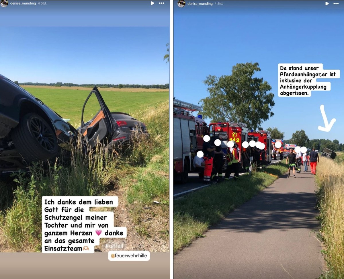 Diese Aufnahmen des Unfalls teilt Denise Munding in ihrer Story.