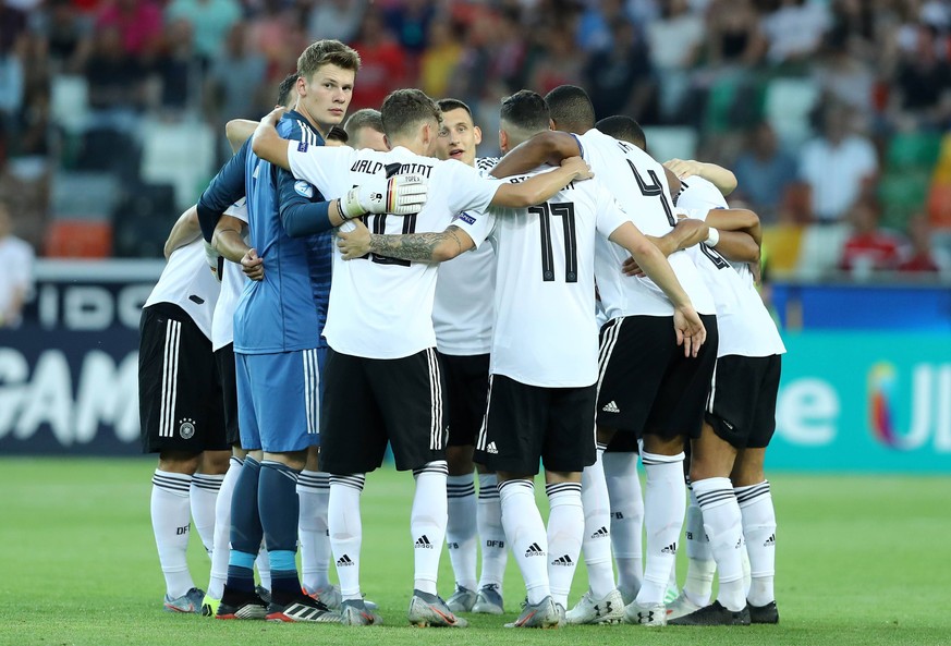 June 23, 2019 - Udine, Italy - Alexander Nubel of Germany with the teammates during the UEFA Under 21 Championship Group B match Austria v Germany at the Friuli Stadium in Udine, Italy on June 23, 201 ...