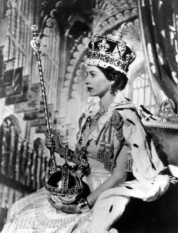 June 2, 1953 - London, England, U.K. - QUEEN ELIZABETH II has been crowned at a coronation ceremony in Westminster Abbey in London. In front of more than 8,000 guests, including prime ministers and he ...