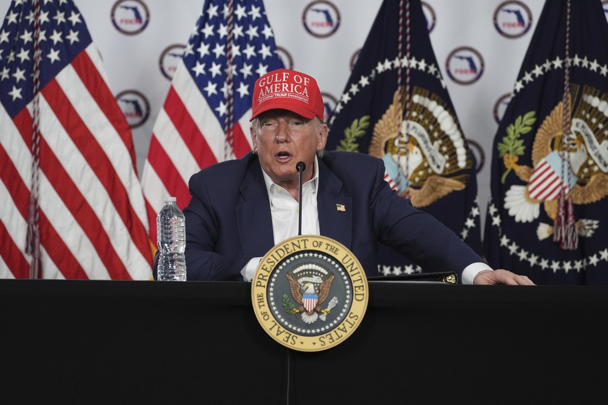 President Donald Trump speaks during a roundtable at &quot;Alligator Alcatraz,&quot; a new migrant detention facility at Dade-Collier Training and Transition facility, Tuesday, July 1, 2025, in Ochope ...