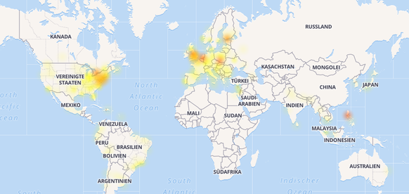 Vor allem in Mitteleuropa und an der US-Ostküste (wo die Menschen gerade aufstehen) wird viel über Probleme mit Facebook geklagt.