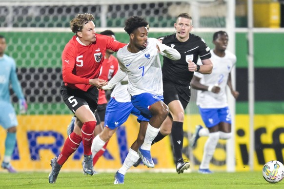 SOCCER - UEFA U21, U 21 EURO quali, AUT vs FRA RIED,AUSTRIA,17.NOV.23 - SOCCER - UEFA European Under-21 Championship 2025, qualifiers, OEFB international match, L�nderspiel, Nationalmannschaft Austria ...