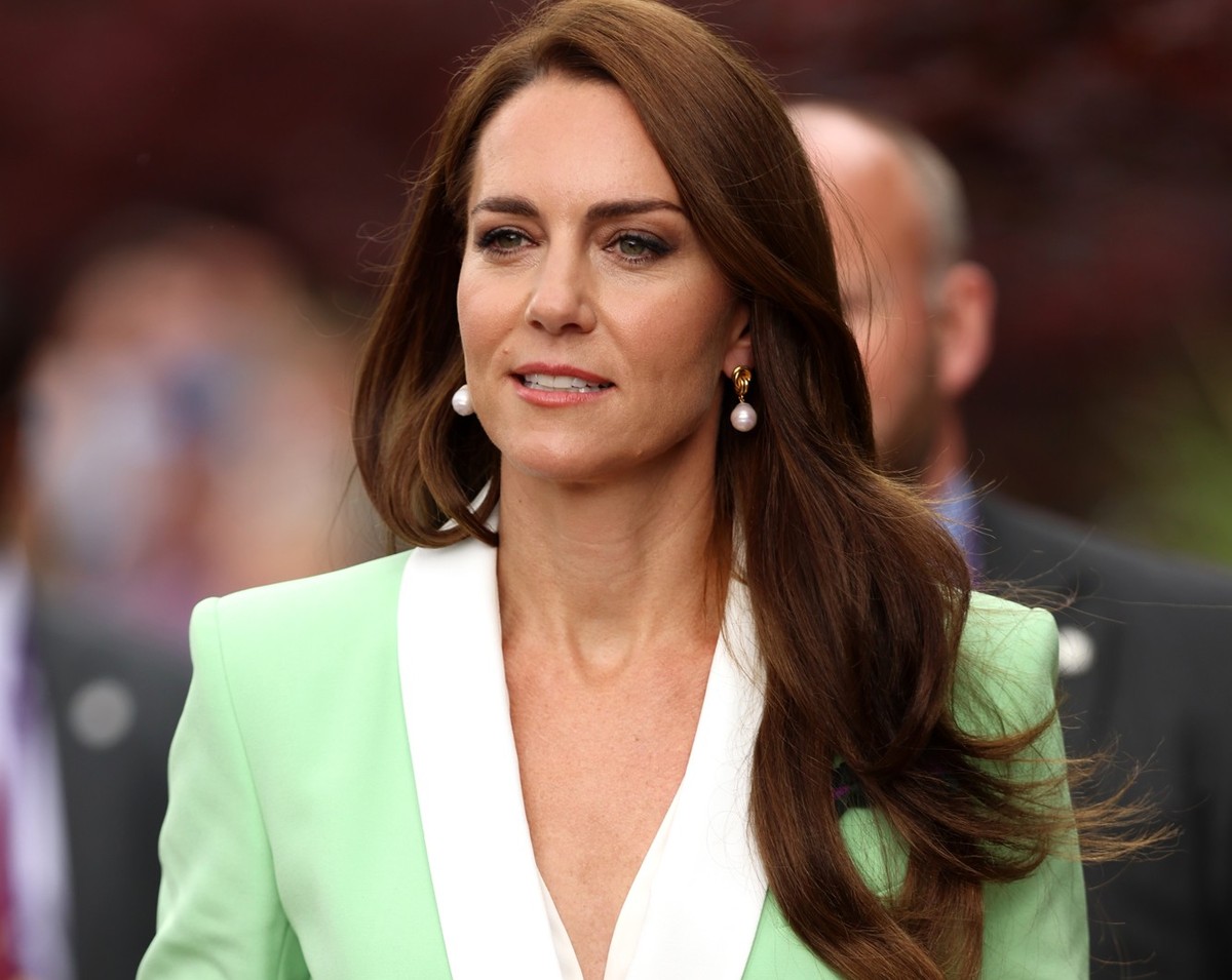 LONDON, ENGLAND - JULY 04: Catherine, Princess of Wales is seen during day two of The Championships Wimbledon 2023 at All England Lawn Tennis and Croquet Club on July 04, 2023 in London, England. (Pho ...