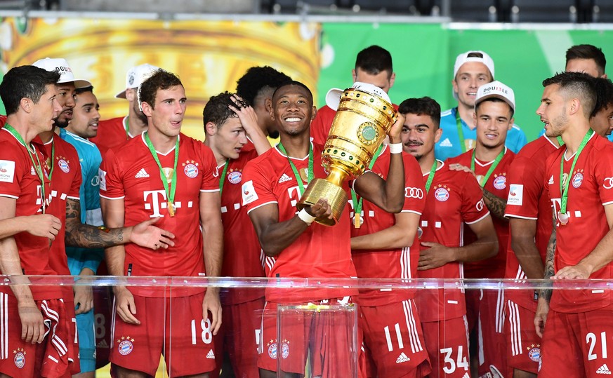 Fussball DFB Pokal Finale, Bayer 04 Leverkusen - FC Bayern Muenchen 04.07.2020, xkvx, Fussball DFB Pokal Finale, Bayer 04 Leverkusen - FC Bayern Muenchen emspor, v.l. David Alaba FC Bayern Muenchen mi ...