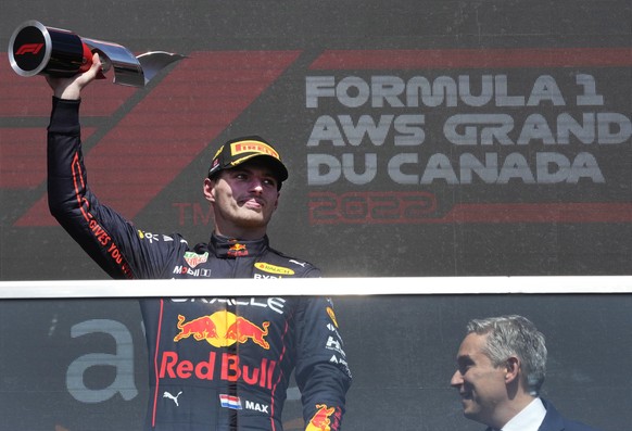 June 19, 2022, Montreal, PQ, Canada: Red Bull Racing Max Verstappen, of the Netherlands, celebrates after winning the Canadian Grand Prix Sunday, June 19, 2022 in Montreal. (Credit Image: © Ryan Remio ...