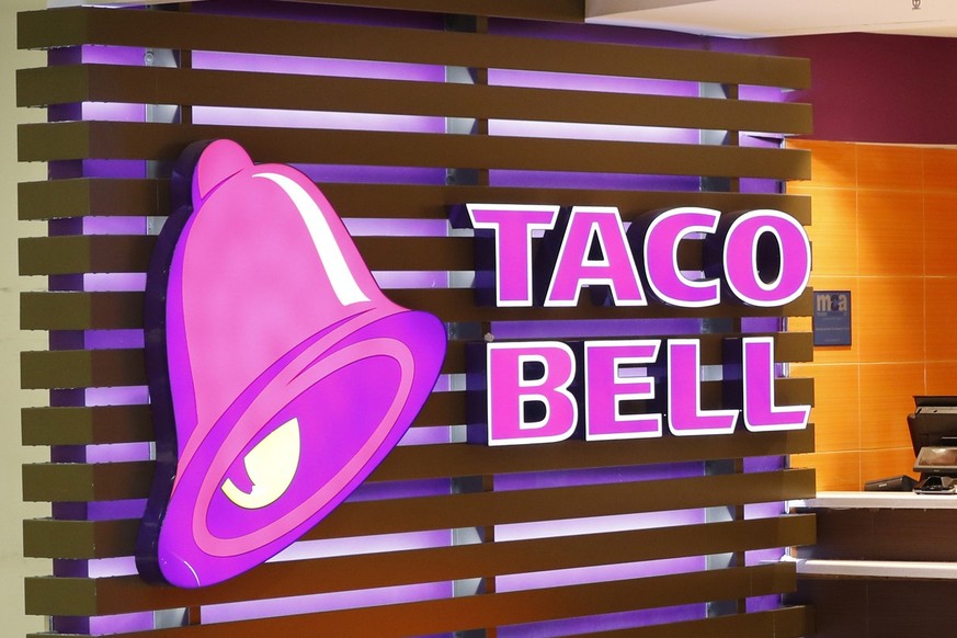 FILE - The Taco Bell logo is seen, April 19, 2019, at a restaurant in Miami. Taco Bell rang up a win Tuesday, July 18, 2023, in its quest to make “Taco Tuesday&quot; free of trademark restrictions, wi ...