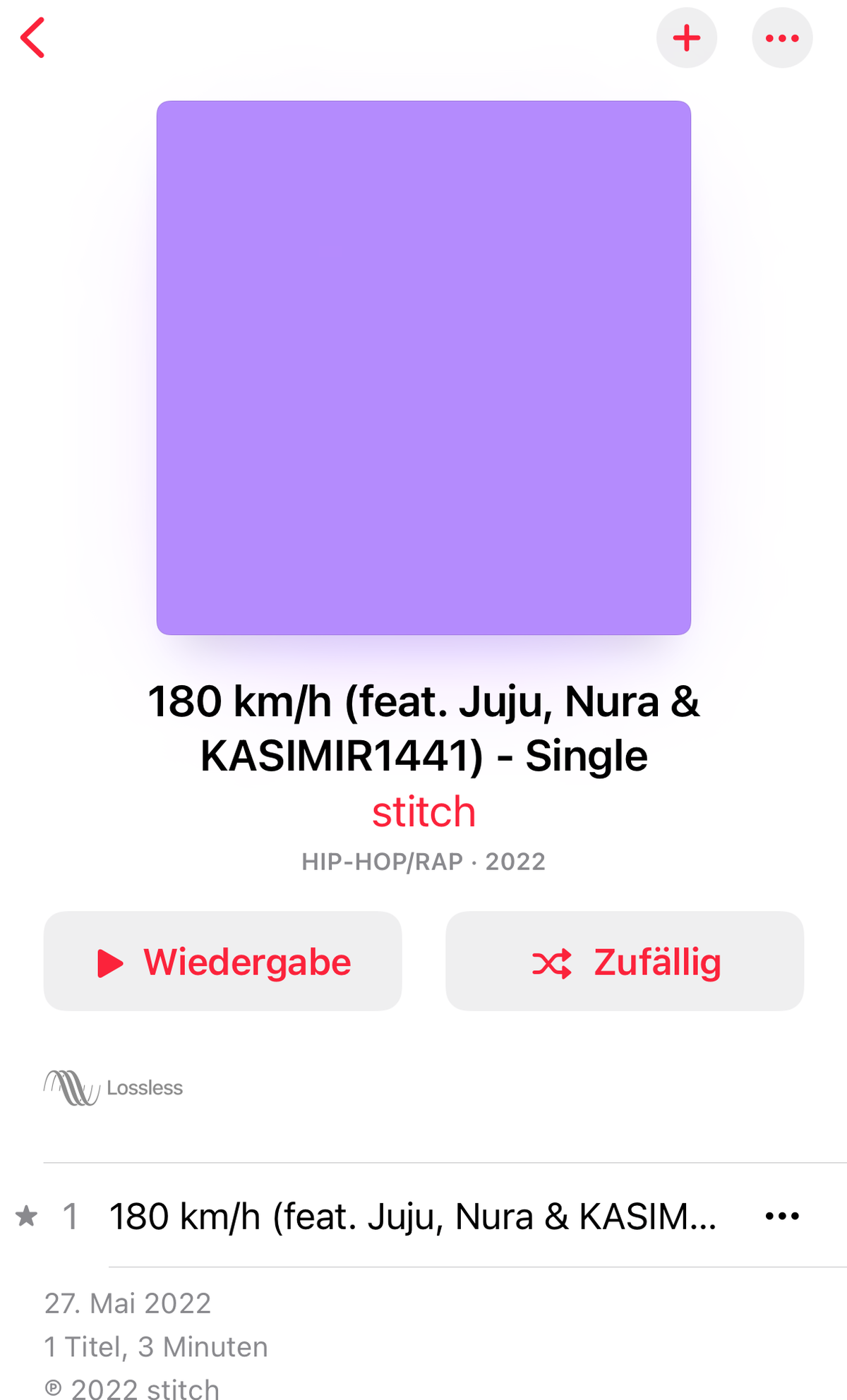 Stitchs Song steht noch immer so auf Apple Music.