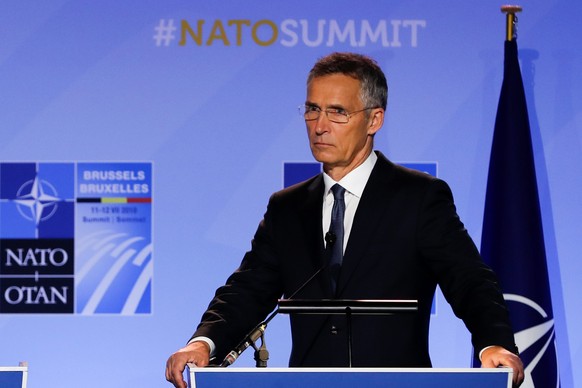 NATO Secretary General Jens Stoltenberg attends a multilateral meeting of the North Atlantic Council with Georgia and Ukraine, during the NATO summit in Brussels, Belgium July 12, 2018. REUTERS/Yves H ...
