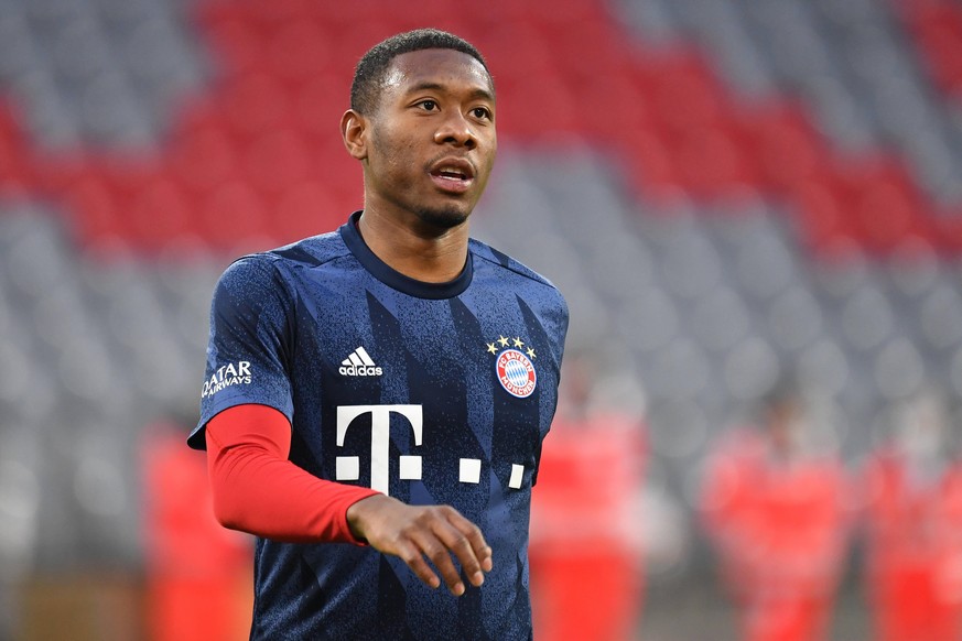 David ALABA Bayern Muenchen, Aktion,Einzelbild,angeschnittenes Einzelmotiv,Halbfigur,halbe Figur. Fussball 1. Bundesliga Saison 2020/2021,30.Spieltag, Spieltag30, FC Bayern Muenchen - Bayer 04 Leverku ...