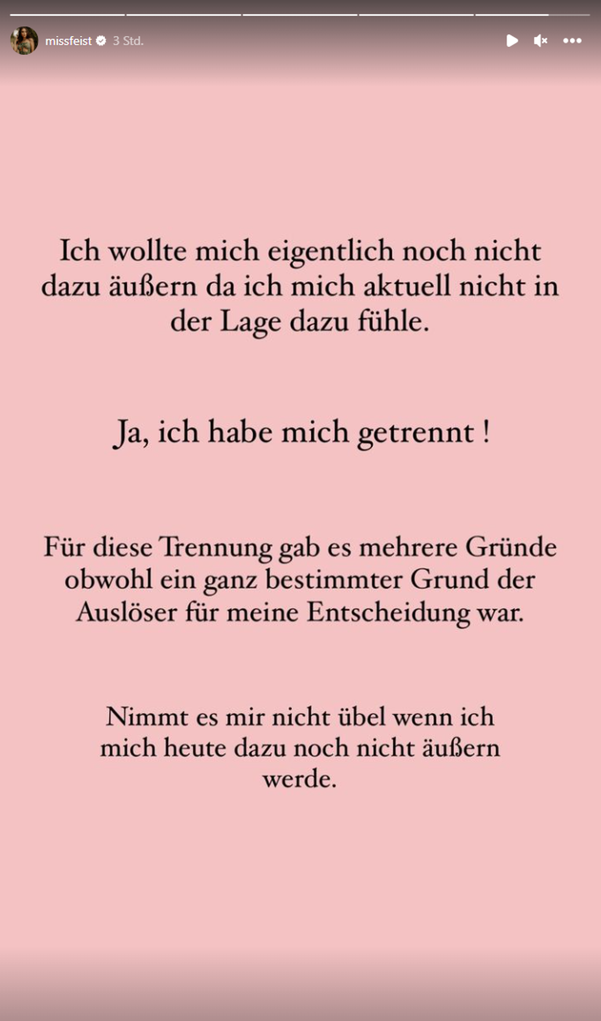 MIt diesem Statement äußerte Dana sich zur Trennung.