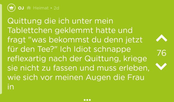 Nicht vergessen: Auf der Quittung stand die Nummer der famosen Bedienung!