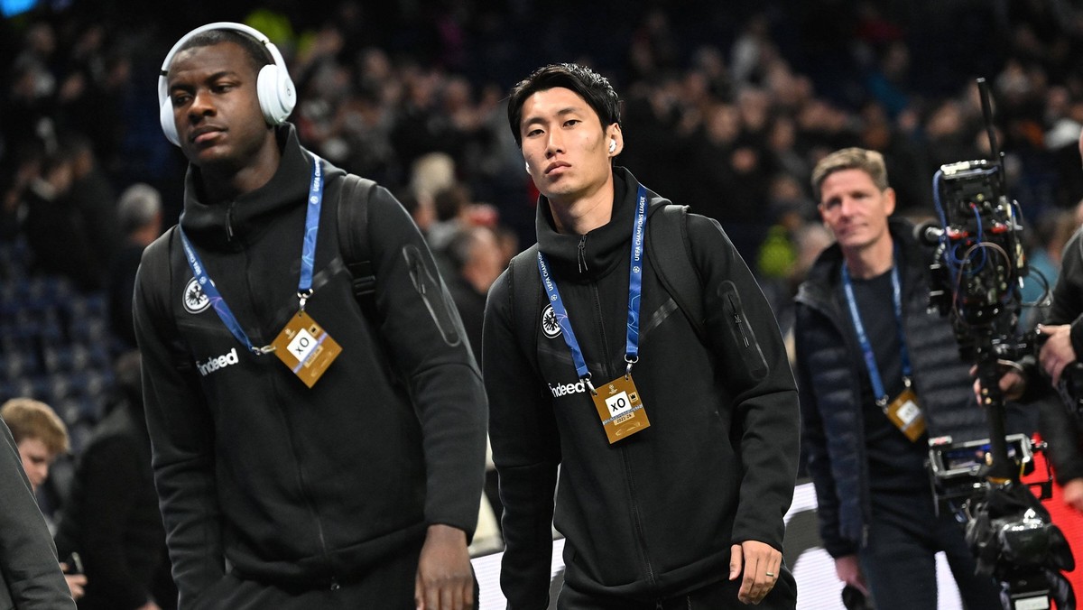 12.10.2022, xjhx, Fussball UEFA Champions League, Tottenham Hotspur - Eintracht Frankfurt emspor, v.l. Evan Ndicka N Dicka NDicka of Eintracht Frankfurt Daichi Kamada of Eintracht Frankfurt Trainer He ...