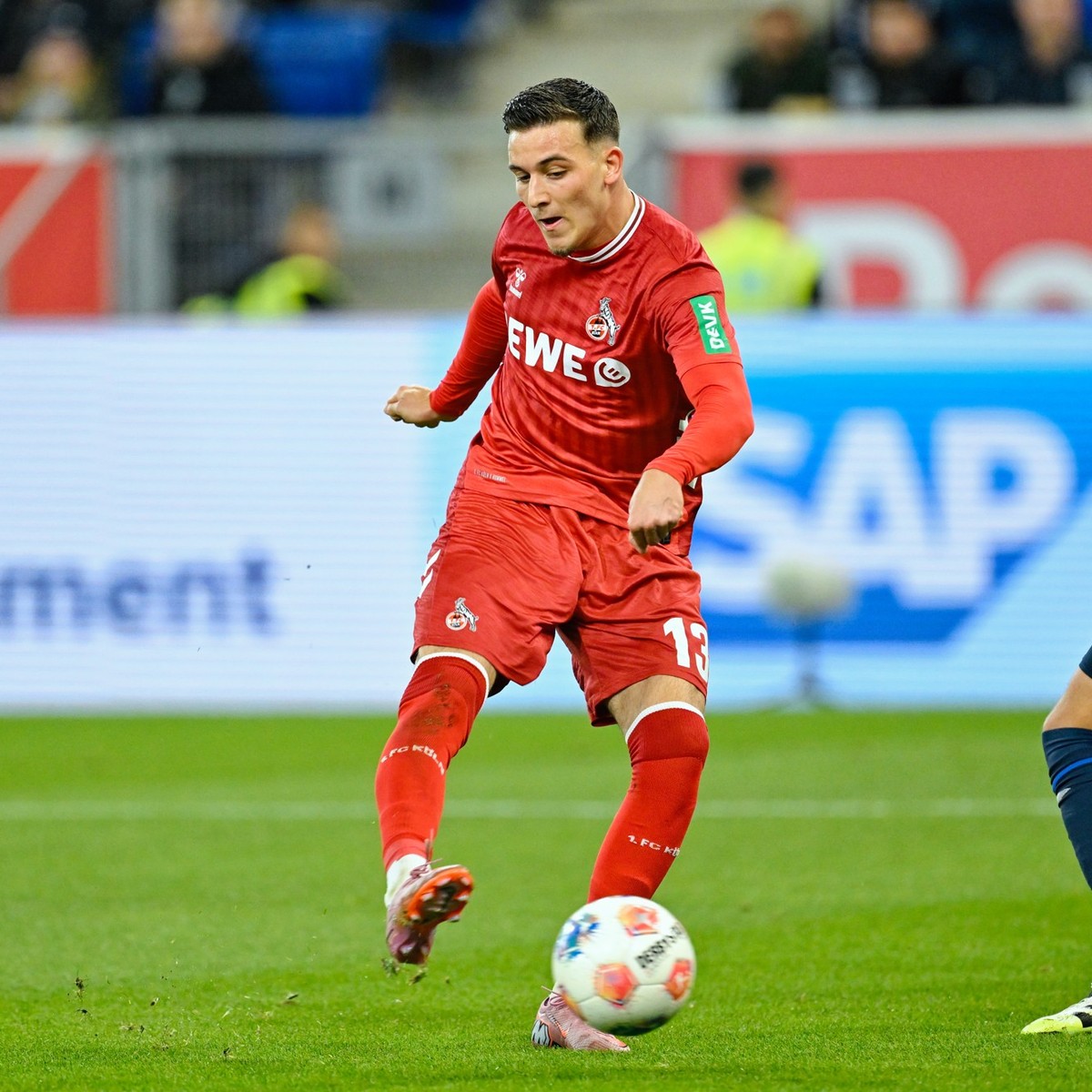 03.10.2025, Baden-Württemberg, Sinsheim: Fußball: Bundesliga, TSG 1899 Hoffenheim - 1. FC Köln, 6. Spieltag, PreZero Arena. Saïd El Mala (l, 1. FC Köln) schiesst das Tor zum 0:1. (zu dpa: «Youngster S ...